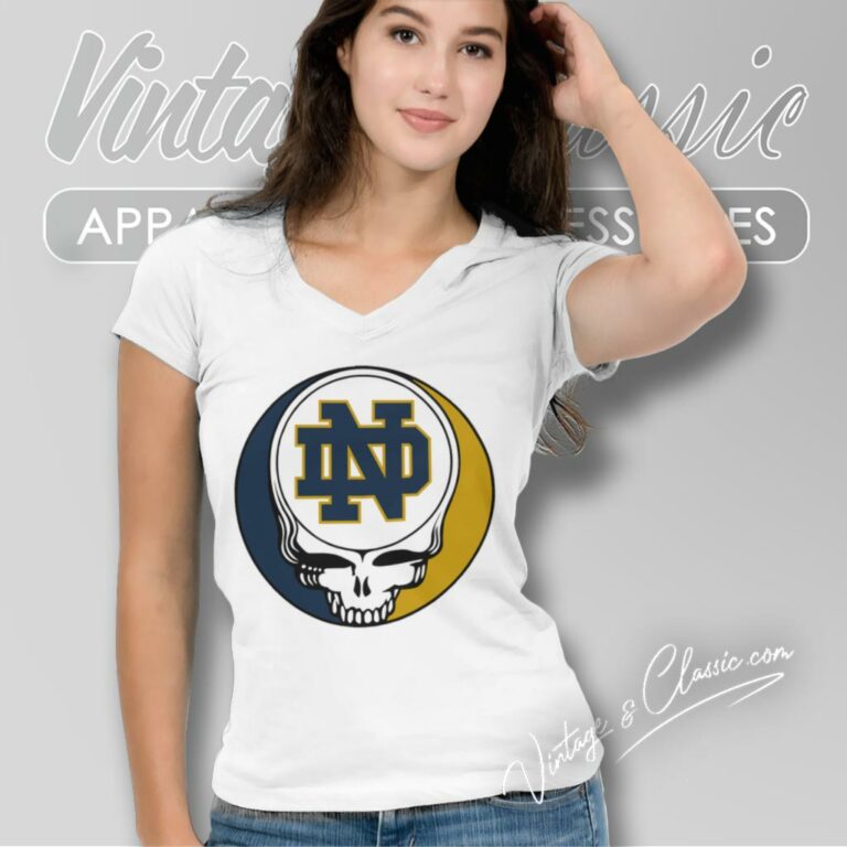 University Of Notre Dame Grateful Dead Steal Your Face V Neck TShirt University Of Notre Dame Grateful Dead Steal Your Face V Neck TShirt