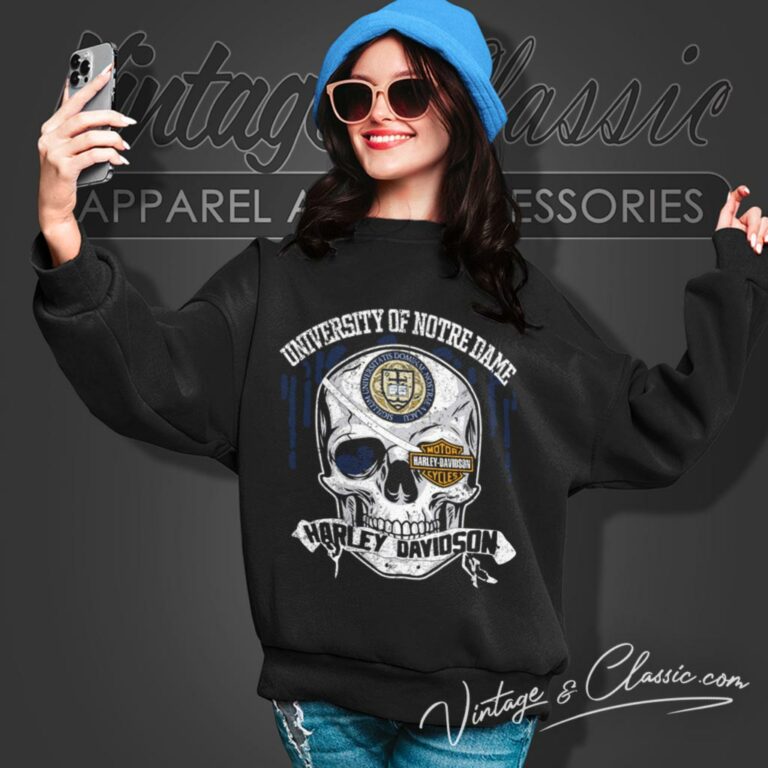 University Of Notre Dame Harley Davidson Skull Sweatshirt University Of Notre Dame Harley Davidson Skull Sweatshirt