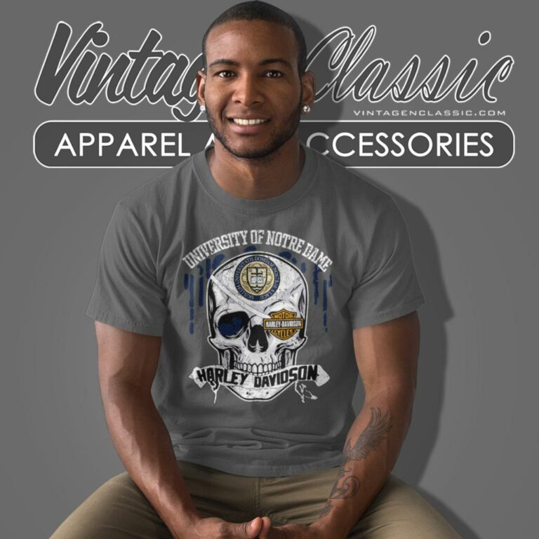 University Of Notre Dame Harley Davidson Skull T Shirt University Of Notre Dame Harley Davidson Skull T Shirt