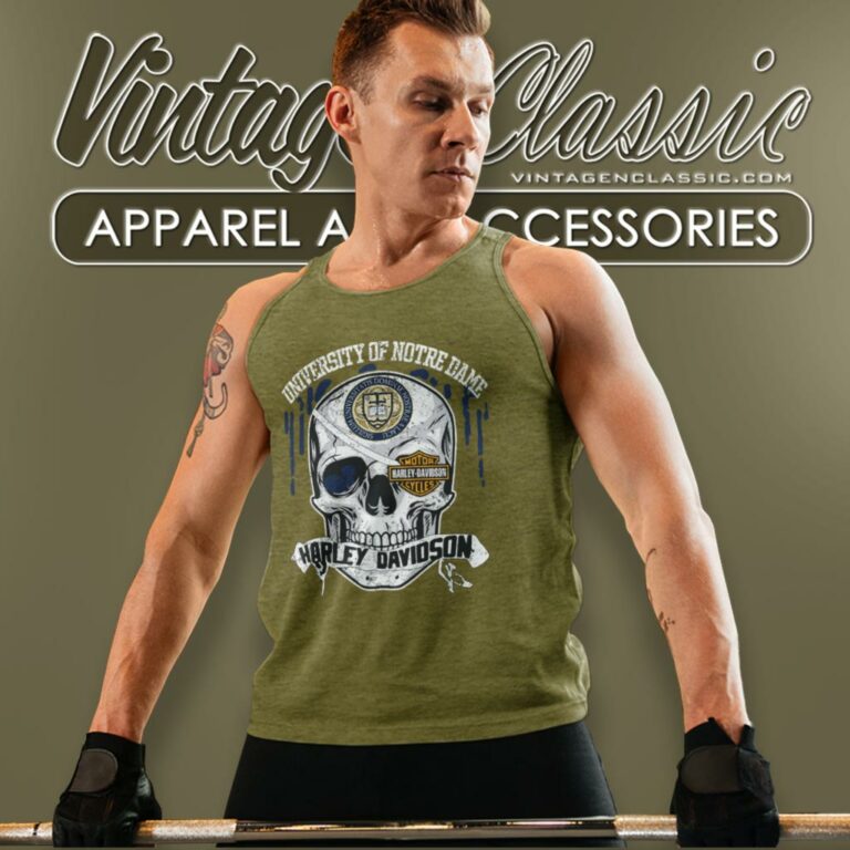 University Of Notre Dame Harley Davidson Skull Tank Top Racerback University Of Notre Dame Harley Davidson Skull Tank Top Racerback