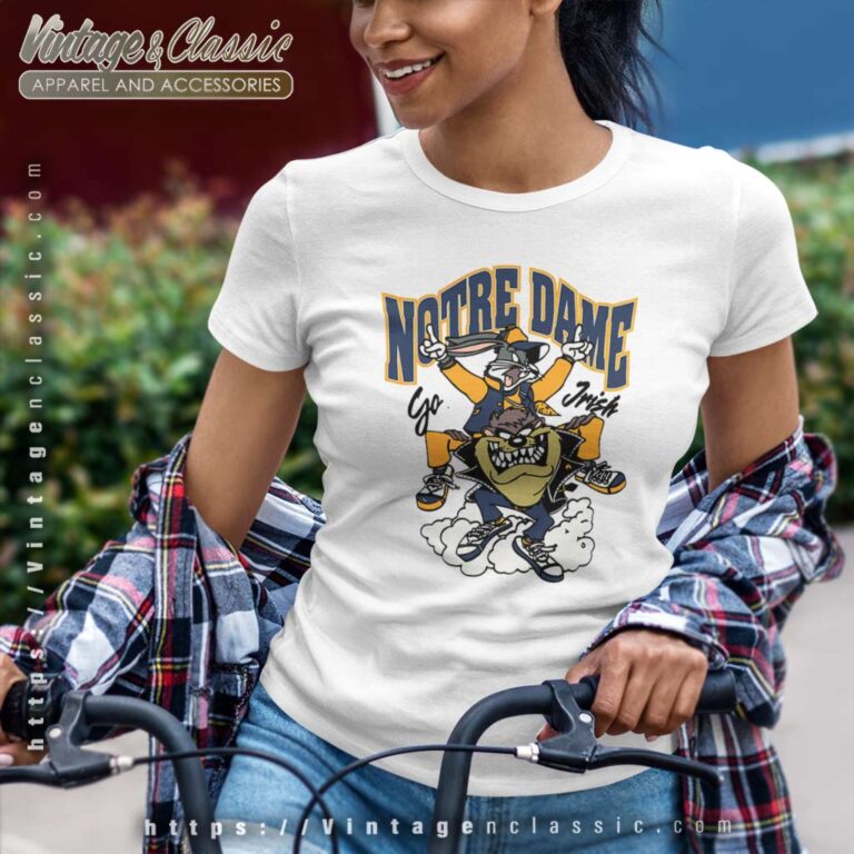 University Of Notre Dame Looney Tunes Bugs Bunny Taz Women TShirt University Of Notre Dame Looney Tunes Bugs Bunny Taz Women TShirt