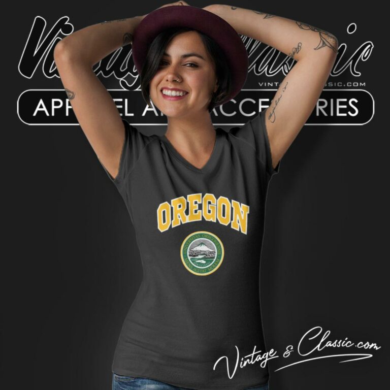 University Of Oregon Eugene Logo V Neck TShirt University Of Oregon Eugene Logo V Neck TShirt