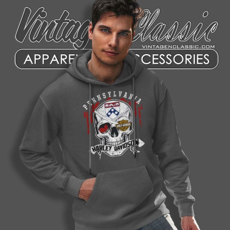 University Of Pennsylvania Harley Davidson Skull Hoodie University Of Pennsylvania Harley Davidson Skull Hoodie