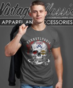 University Of Pennsylvania Harley Davidson Skull T Shirt
