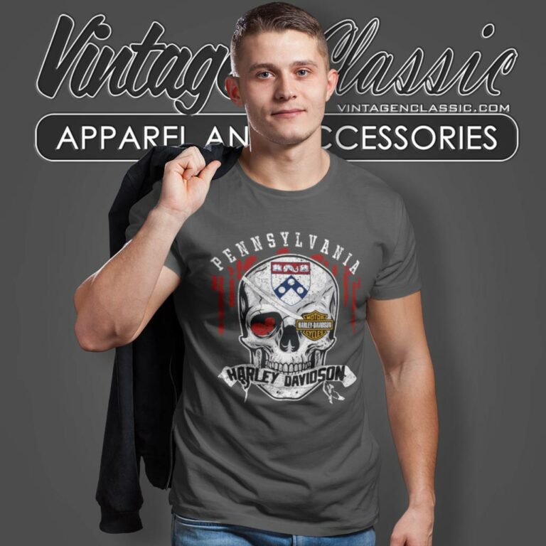 University Of Pennsylvania Harley Davidson Skull T Shirt University Of Pennsylvania Harley Davidson Skull T Shirt