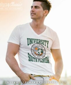 University Of South Florida Logo Vintage V Neck TShirt