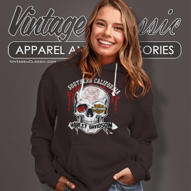 University Of Southern California Harley Davidson Skull Hoodie University Of Southern California Harley Davidson Skull Hoodie
