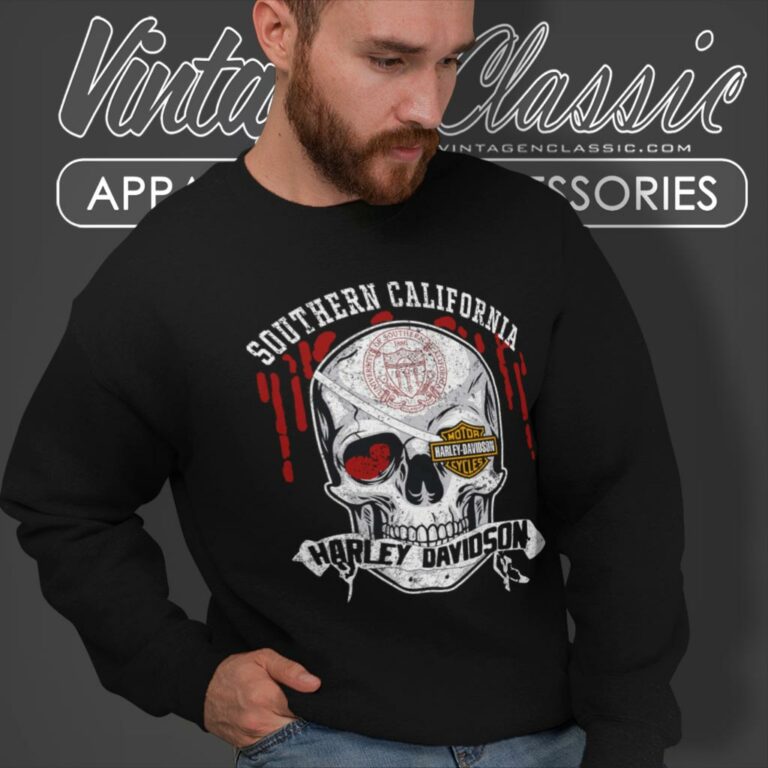 University Of Southern California Harley Davidson Skull Sweatshirt University Of Southern California Harley Davidson Skull Sweatshirt