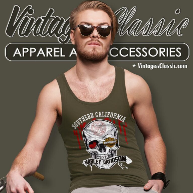University Of Southern California Harley Davidson Skull Tank Top Racerback University Of Southern California Harley Davidson Skull Tank Top Racerback