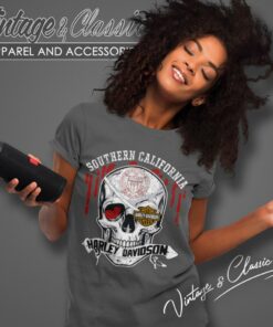 University Of Southern California Harley Davidson Skull Women T Shirt