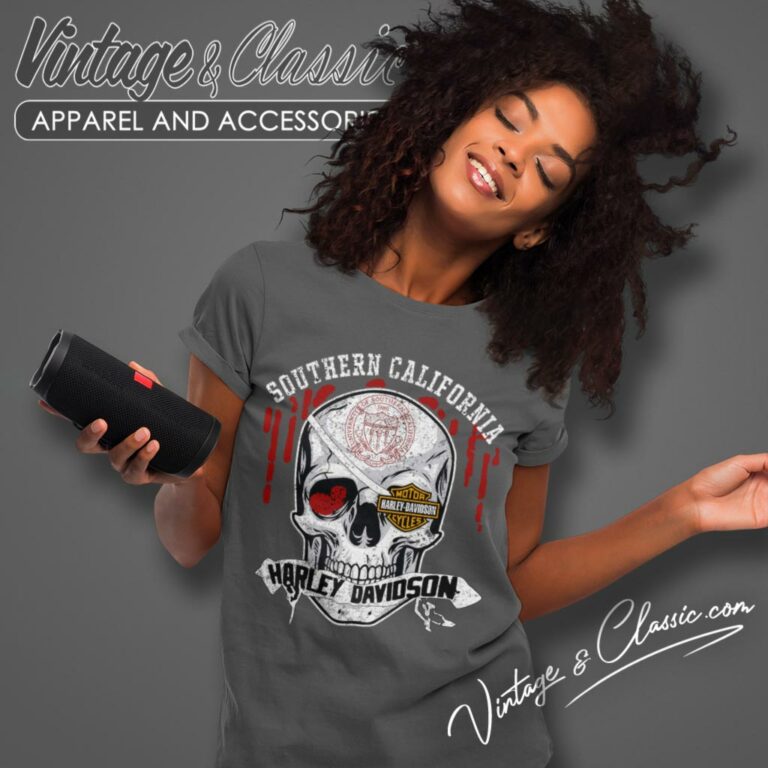 University Of Southern California Harley Davidson Skull Women T Shirt University Of Southern California Harley Davidson Skull Women T Shirt