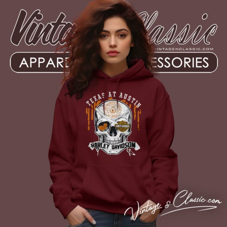 University Of Texas At Austin Harley Davidson Skull Hoodie University Of Texas At Austin Harley Davidson Skull Hoodie