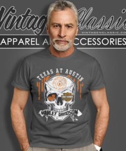 University Of Texas At Austin Harley Davidson Skull T Shirt