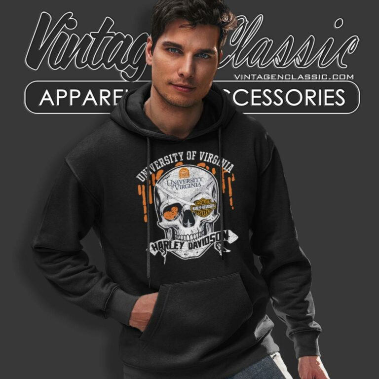 University Of Virginia Harley Davidson Skull Hoodie University Of Virginia Harley Davidson Skull Hoodie