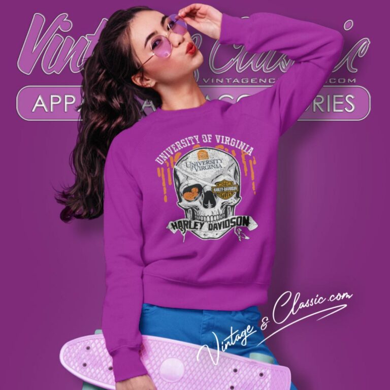 University Of Virginia Harley Davidson Skull Sweatshirt University Of Virginia Harley Davidson Skull Sweatshirt
