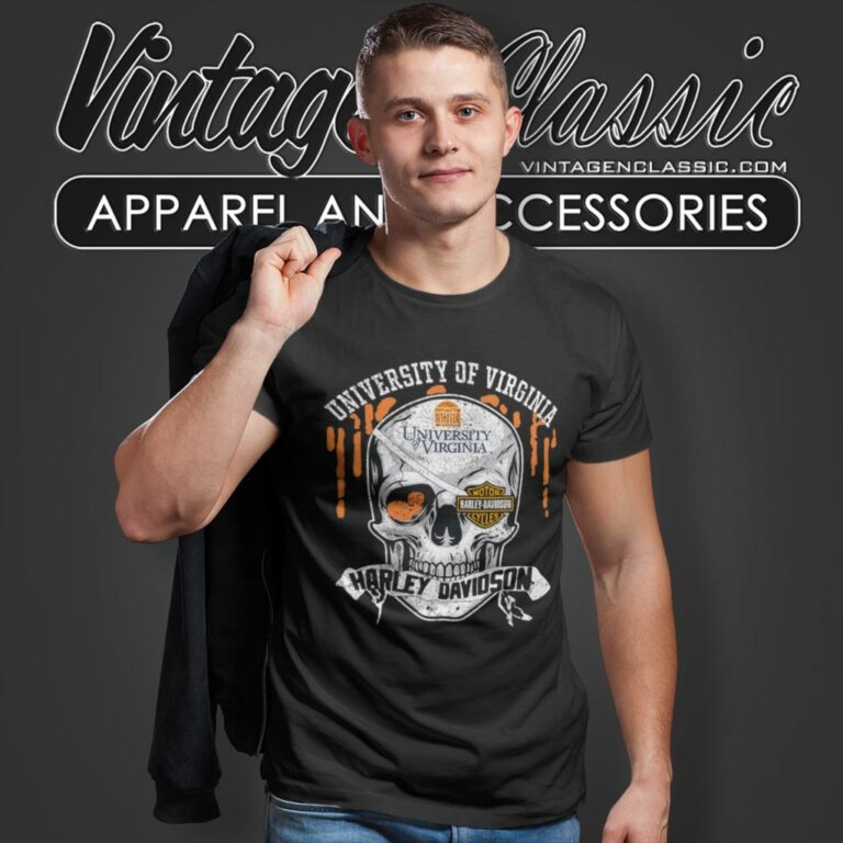 University Of Virginia Harley Davidson Skull T Shirt University Of Virginia Harley Davidson Skull T Shirt