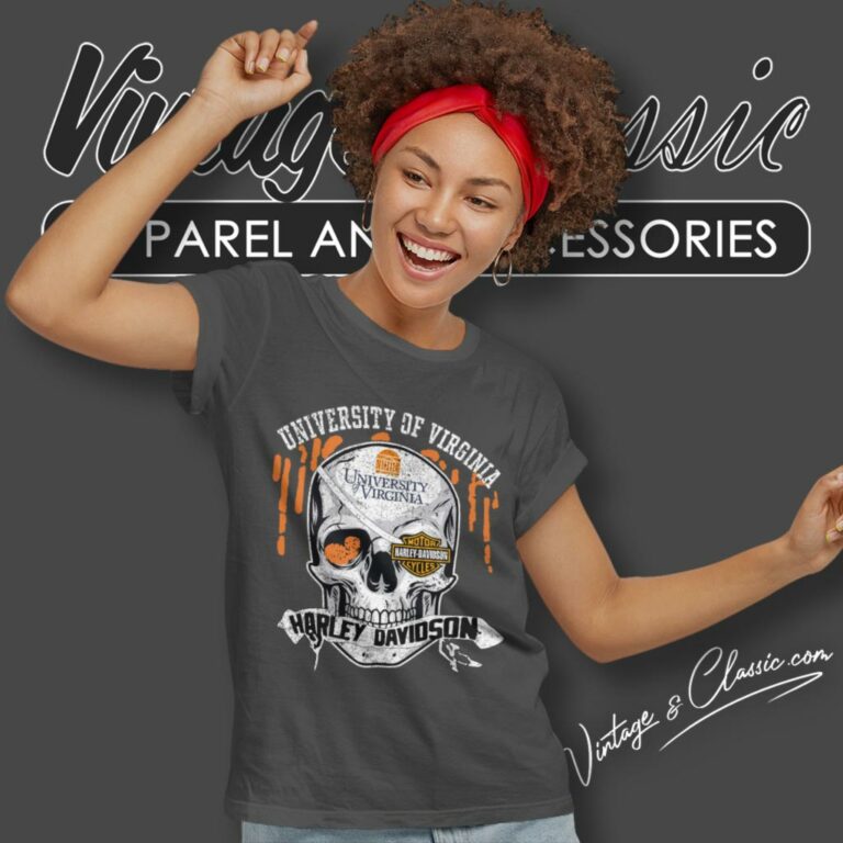 University Of Virginia Harley Davidson Skull Women T Shirt University Of Virginia Harley Davidson Skull Women T Shirt