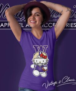University Of Washington Huskies Hello Kitty V Neck TShirt