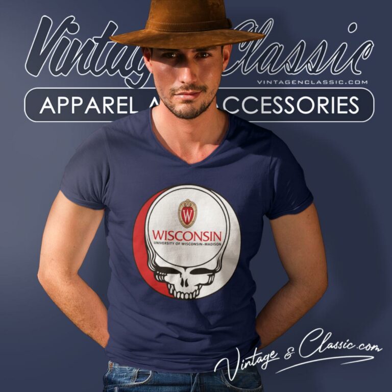 University Of Wisconsin Madison Grateful Dead Steal Your Face V Neck TShirt University Of Wisconsin Madison Grateful Dead Steal Your Face V Neck TShirt
