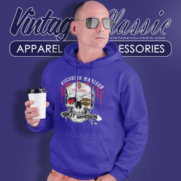 University Of Wisconsin Madison Harley Davidson Skull Hoodie University Of Wisconsin Madison Harley Davidson Skull Hoodie