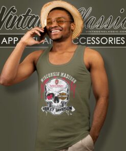 University Of Wisconsin Madison Harley Davidson Skull Shirt 4 University Of Wisconsin Madison Harley Davidson Skull Tank Top Racerback
