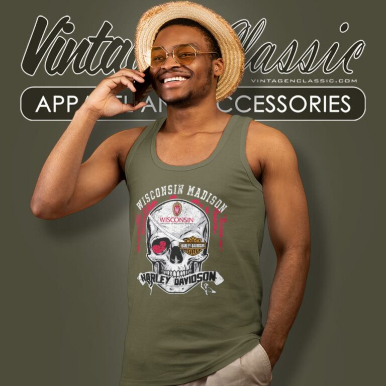University Of Wisconsin Madison Harley Davidson Skull Tank Top Racerback University Of Wisconsin Madison Harley Davidson Skull Tank Top Racerback