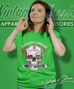 University Of Wisconsin Madison Harley Davidson Skull Shirt 6 University Of Wisconsin Madison Harley Davidson Skull Women T Shirt
