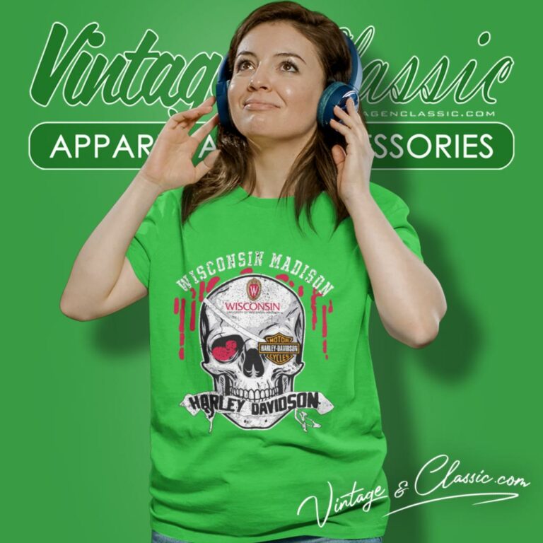 University Of Wisconsin Madison Harley Davidson Skull Women T Shirt University Of Wisconsin Madison Harley Davidson Skull Women T Shirt