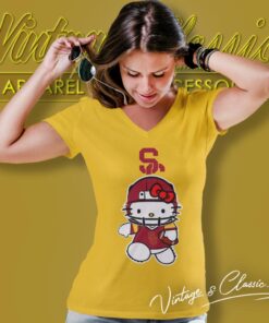 Usc Trojans Hello Kitty V Neck TShirt
