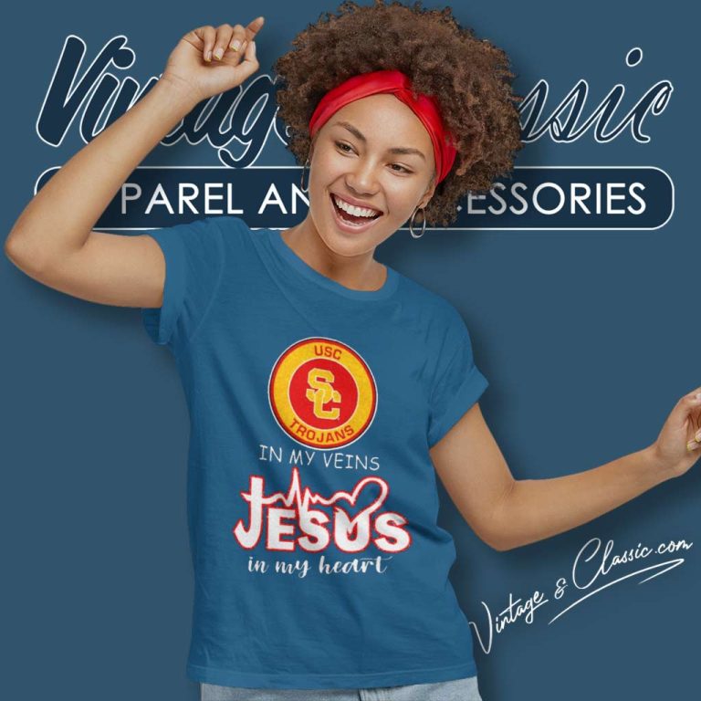 Usc Trojans In My Veins Jesus In My Heart Women TShirt Usc Trojans In My Veins Jesus In My Heart Women TShirt