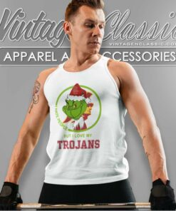 Usc Trojans Ncaa Christmas Grinch Shirt I Hate People But I Love My Usc Trojans Tank Top Racerback