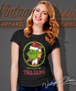 Usc Trojans Ncaa Christmas Grinch Shirt I Hate People But I Love My Usc Trojans Women TShirt