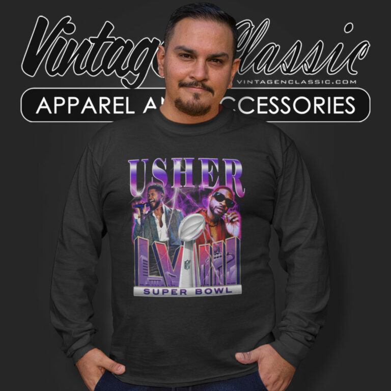 Usher Super Bowl Lviii 2024 Long Sleeve Tee Usher Super Bowl Lviii 2024 Long Sleeve Tee