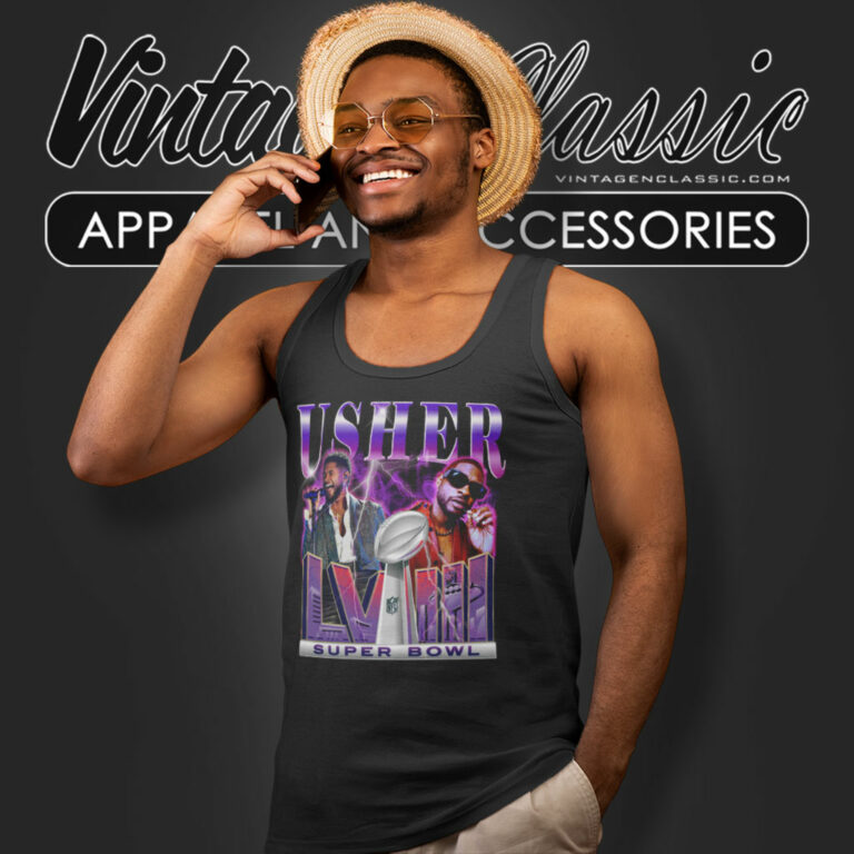 Usher Super Bowl Lviii 2024 Tank Top Racerback Usher Super Bowl Lviii 2024 Tank Top Racerback