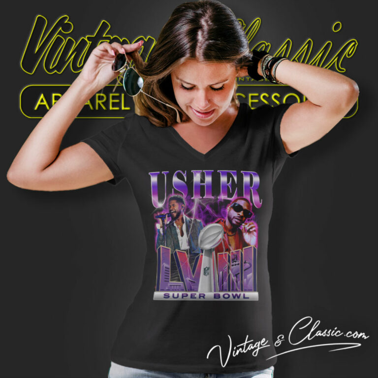 Usher Super Bowl Lviii 2024 V Neck TShirt Usher Super Bowl Lviii 2024 V Neck TShirt