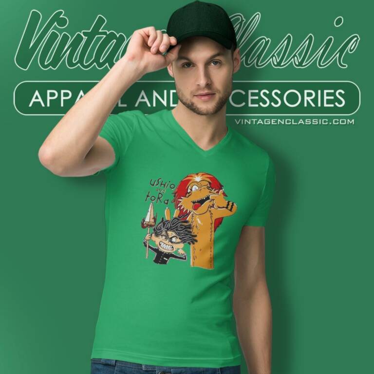 Ushio And Tora Calvin And Hobbes Tide And Tiger V Neck TShirt Ushio And Tora Calvin And Hobbes Tide And Tiger V Neck TShirt