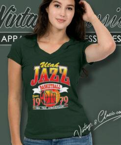 Utah Jazz Basketball Since 1979 Nba 75th Anniversary V Neck TShirt