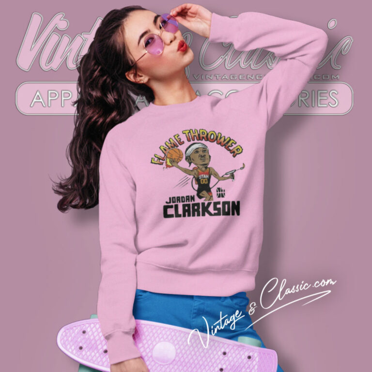 Utah Jazz Flamethrower Jordan Clarkson Sweatshirt Utah Jazz Flamethrower Jordan Clarkson Sweatshirt
