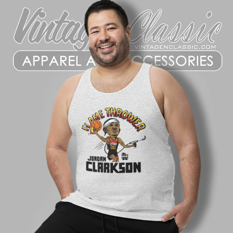 Utah Jazz Flamethrower Jordan Clarkson Tank Top Racerback Utah Jazz Flamethrower Jordan Clarkson Tank Top Racerback