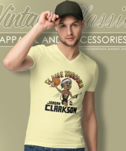 Utah Jazz Flamethrower Jordan Clarkson V Neck TShirt