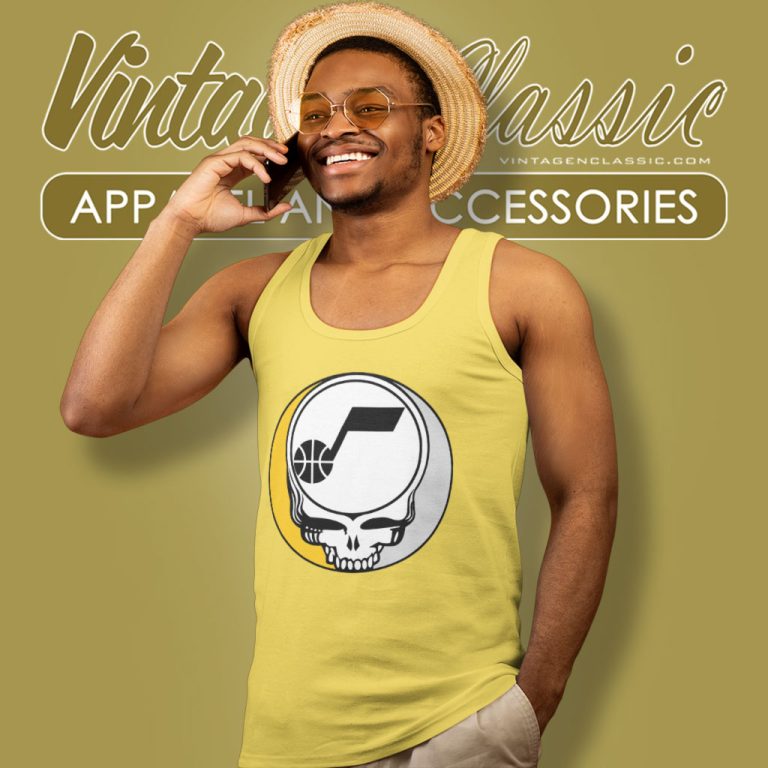 Utah Jazz Grateful Dead Steal Your Face Tank Top Racerback Utah Jazz Grateful Dead Steal Your Face Tank Top Racerback