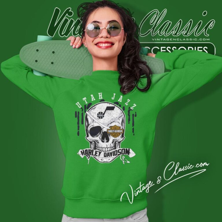 Utah Jazz Harley Davidson Skull Sweatshirt 1 Utah Jazz Harley Davidson Skull Sweatshirt 1