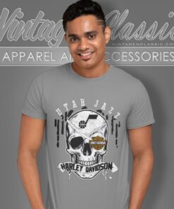Utah Jazz Harley Davidson Skull T Shirt 1