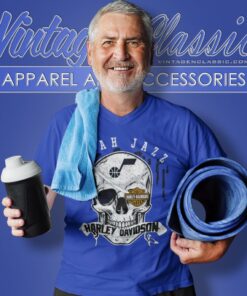 Utah Jazz Harley Davidson Skull V Neck TShirt 1