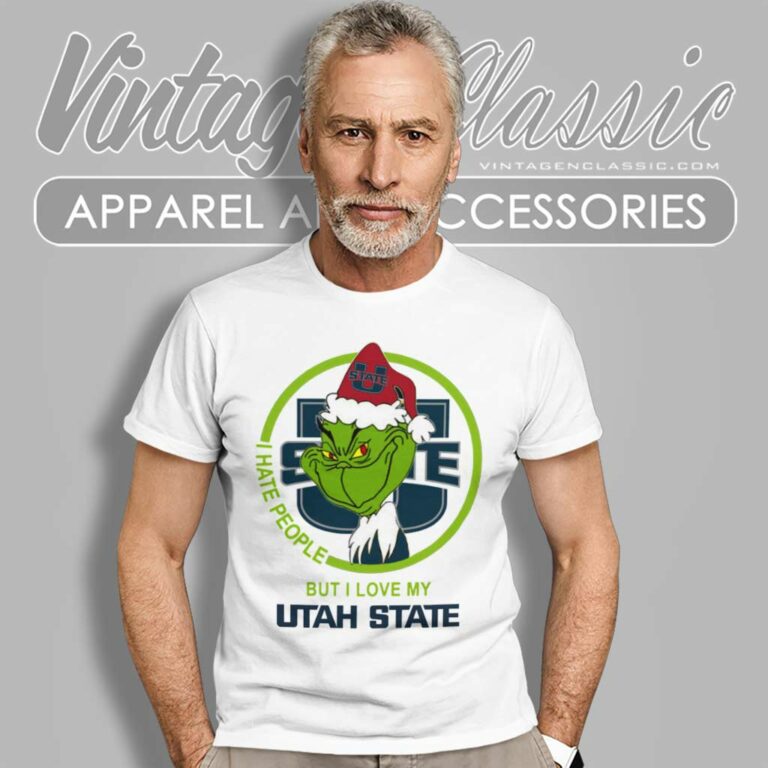 Utah State Aggies Ncaa Christmas Grinch Shirt I Hate People But I Love My Utah State T Shirt Utah State Aggies Ncaa Christmas Grinch Shirt I Hate People But I Love My Utah State T Shirt