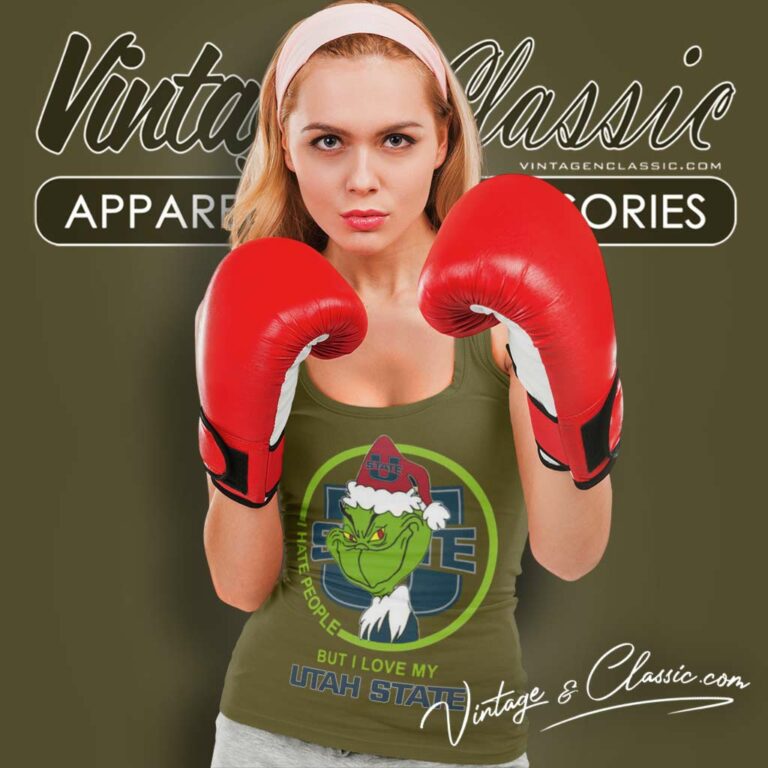 Utah State Aggies Ncaa Christmas Grinch Shirt I Hate People But I Love My Utah State Tank Top Racerback Utah State Aggies Ncaa Christmas Grinch Shirt I Hate People But I Love My Utah State Tank Top Racerback