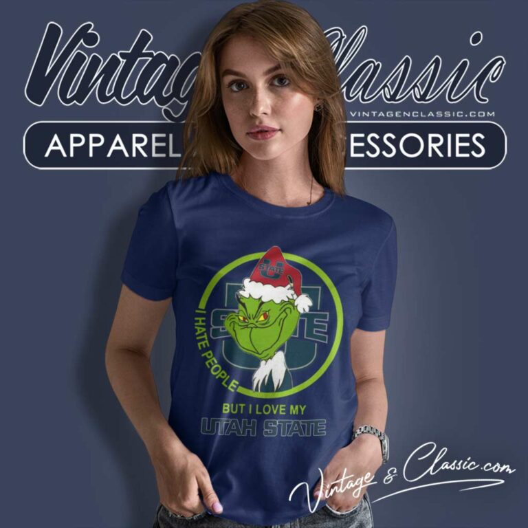 Utah State Aggies Ncaa Christmas Grinch Shirt I Hate People But I Love My Utah State Women TShirt Utah State Aggies Ncaa Christmas Grinch Shirt I Hate People But I Love My Utah State Women TShirt