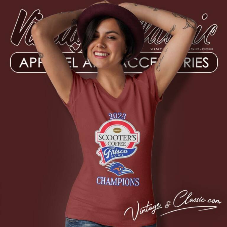 Utsa Roadrunners Champions 2023 Scooters Coffee Frisco Bowl V Neck TShirt Utsa Roadrunners Champions 2023 Scooters Coffee Frisco Bowl V Neck TShirt