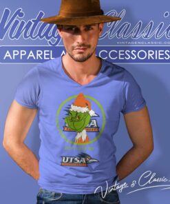 Utsa Roadrunners Ncaa Christmas Grinch Shirt I Hate People But I Love My Utsa V Neck TShirt
