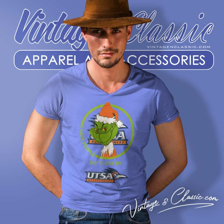 Utsa Roadrunners Ncaa Christmas Grinch Shirt I Hate People But I Love My Utsa V Neck TShirt Utsa Roadrunners Ncaa Christmas Grinch Shirt I Hate People But I Love My Utsa V Neck TShirt